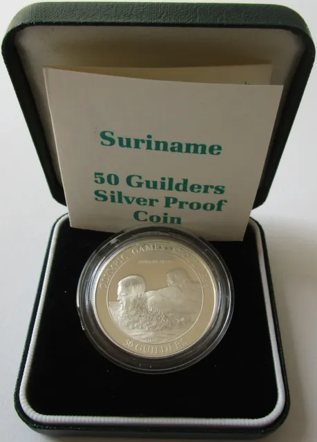 Suriname 50 Guilders 1988 Olympia Seoul Schwimmen Silber