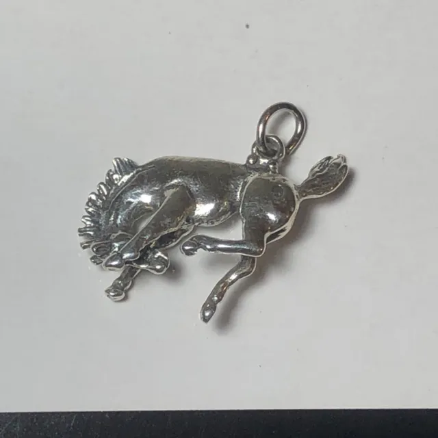 VTG Bucking Stallion Horse 925 Sterling Silver 3D Pendent Charm Animal Jewelry
