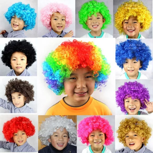Fancy Dress Up Costume Party Afro Wig Curly Cosplay Funk Disco Halloween Clown/