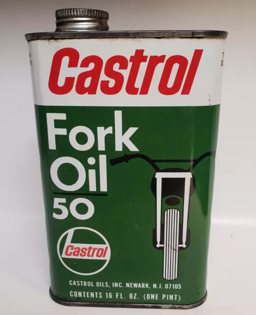 Vintage Castrol Fork Oil Tin Can Grade 50 for Motorcycles NOS