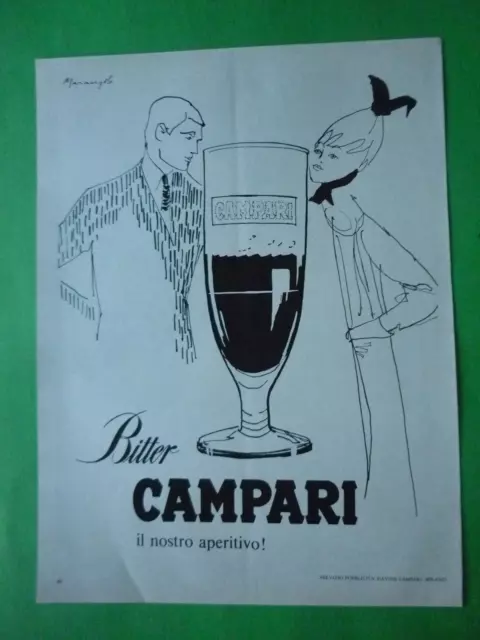 Bitter Campari Drawing Mabie Advertising 1 Page Original 1966 Vintage
