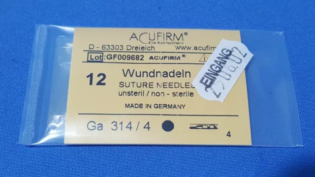 15x12 Stück ACUFIRM  G314/4 UNBENUTZT Wundnadeln Gesamt 180 Stück