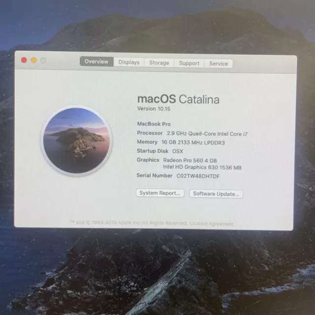 Apple MacBook Pro CTO 15,4" 2,9 GHz Intel Core i7 [metà 2017] 1 TB grigio siderale