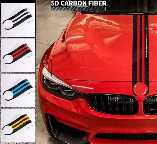 BMW Performance 5D Carbon Fiber Car Hood Bonnet Sticker Car Decals Stripes