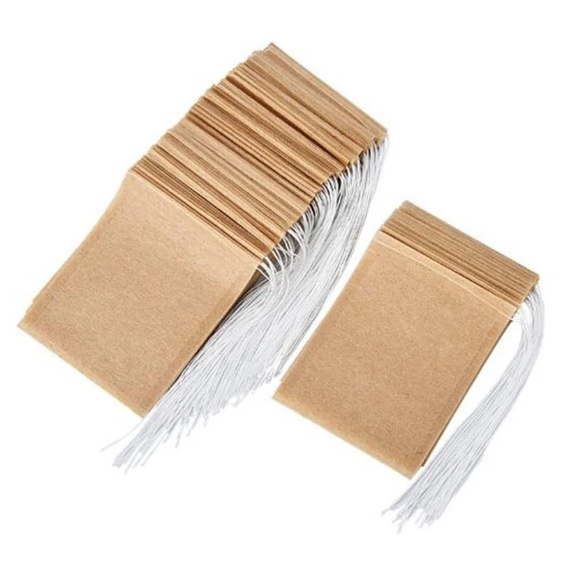 300 Pcs Tea Bag Disposable Tea Bag with Drawstring Unbleached , Suitable for Loo