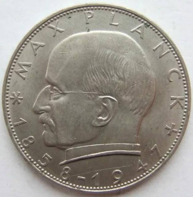 Pièce de Monnaie Rfa Max Planck 2 DM 1958 D En Uncirculated