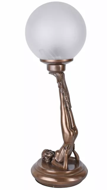 Tischleuchte Art Deco Frauenfigur Leuchte Tischlampe Kugelschirm Nachttischlampe