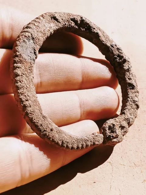 Beautiful Ancient Roman Bronze Bracelet With Snake Head Terminals 200-400 Ad