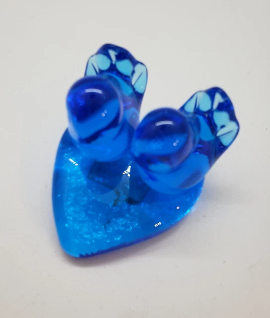 SALE: Vintage Double Bluebird Of Happiness Blue Glass Heart Terra Studios