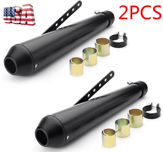 17.7" Black 38/40/43/45mm Universal Motorcycles Slip-On Exhaust Muffler Pipe *2