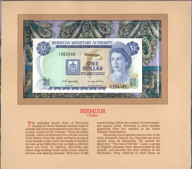 Most Treasured Banknotes Bermuda 1982 1 Dollar P-28b.3 UNC A/6 360349