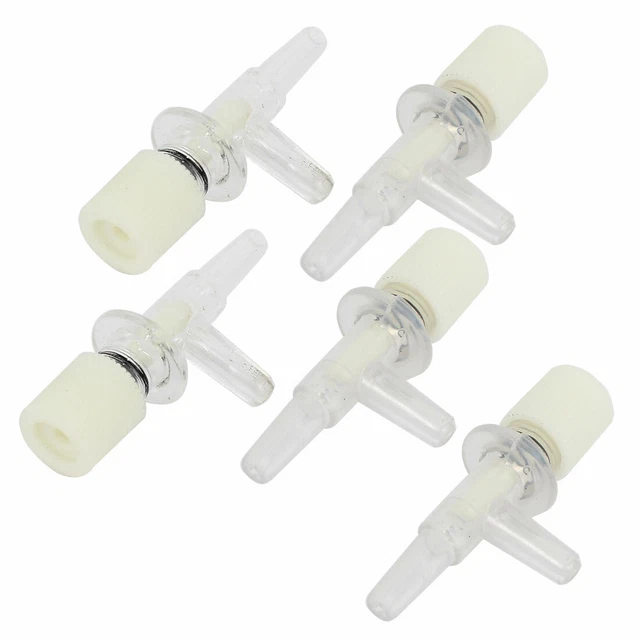 5 Pcs 5.5mm Dia Plastic Aquarium Air Flow Control Hose Valve Clear White
