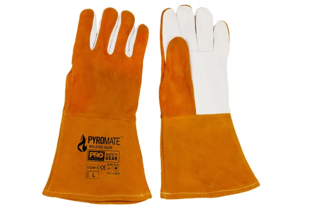 PRO Tig Welding Gloves Denim lined Leather Pyromate Tigga Glove Large 1 Pairs