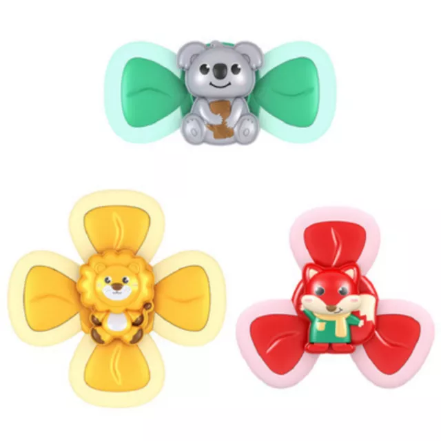 3 piece set Gyro Rattles Suction Cup Baby Kids Toy Animal Spinning Spinner