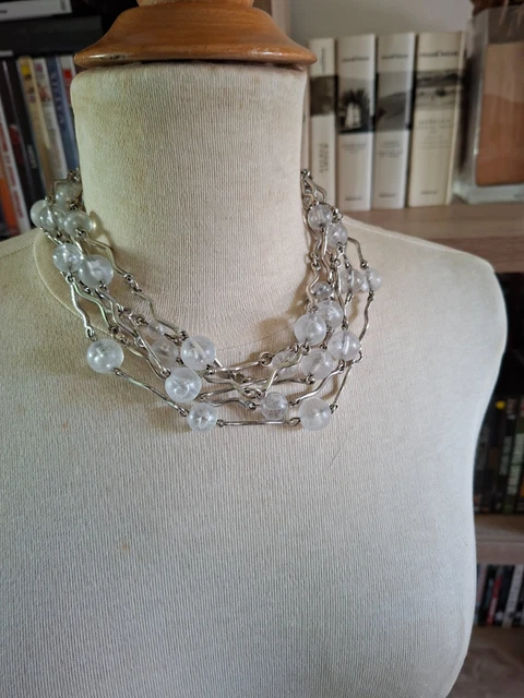 Collier Ras-de-cou Torque Vintage Biche De Bere – Années 80, Métal Martelé Argenté