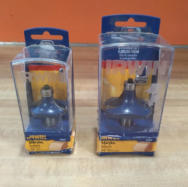Irwin Marples Roundover Bit 3/4" And 1/2" Lot Of 2 Open Box