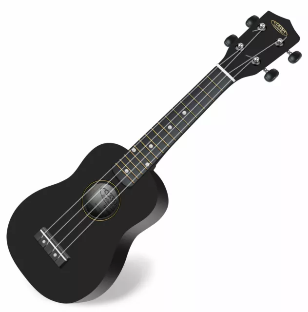 Ukulélé Bois ébène Hawaii Guitare Uke Sopran Noir 15 Frets Cordes en Nylon