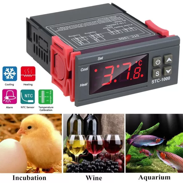 Temperaturregler Mit Fühler 110-220V AC STC-1000 Digital LCD Anzeige Thermostat