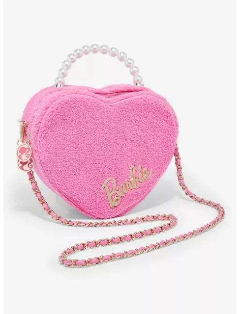 Barbie Our Universe Heart Figural Pink Sherpa Crossbody Bag New Sealed