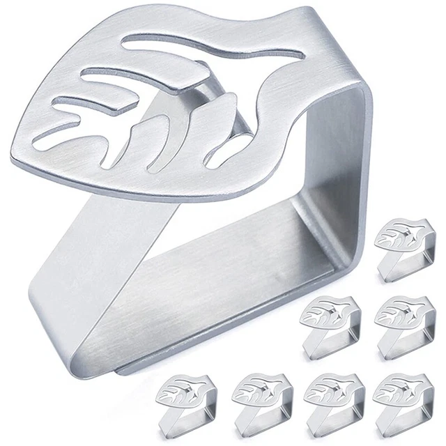 8 Piezas Plata Acero Inoxidable Mesa Manta Clip Hoja Creativa Mesa En Forma Bef H8J7