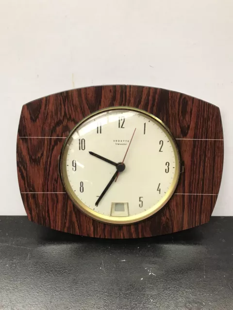 Pendule Horloge Ancienne VEDETTE Formica Années 70 Vintage