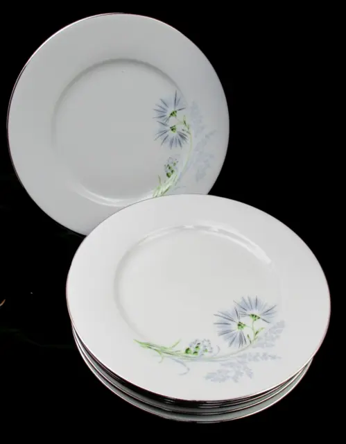 Set of 6 Limoges Reunies French Porcelain Dinner Plates Chardon Gris Platine