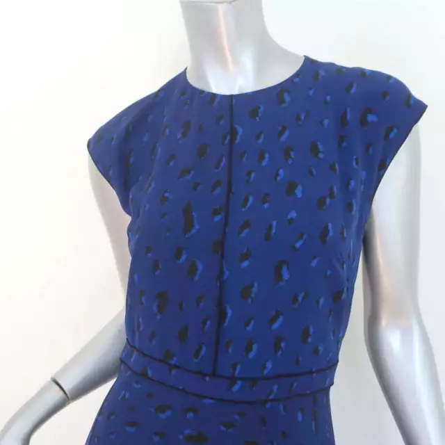 Proenza Schouler Asymmetric Midi Dress Blue Leopard Print Silk Crepe Size 4 3