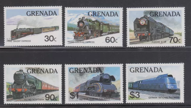 GRENADA #1120-1125 MNH 1982 LOCOMOTIVES RAILROAD Complete Set of 6