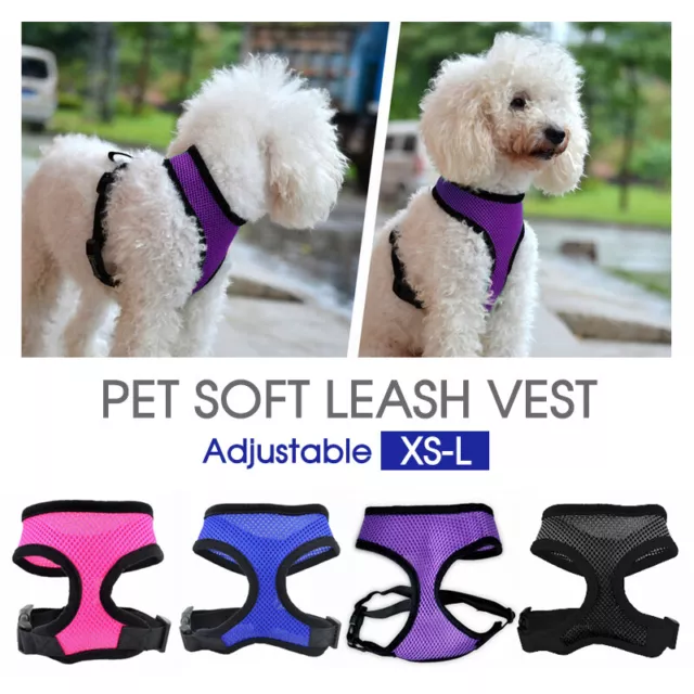 Pet Dog Cat Puppy Soft Leash VEST Mesh Breathe Adjustable Harness Braces Clothes