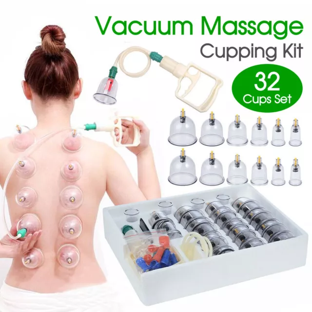 32 Cups Set Vacuum Massage Cupping Kit Pain Relief Acupuncture Suction Massager