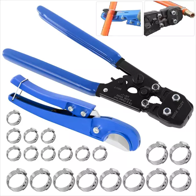 PEX Pipe Clamp Cinch Tool Crimping Crimper for Stainless Steel Blue