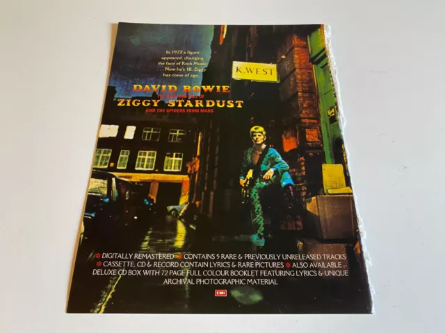 Gerahmte Magazin Werbung 11X9" David Bowie: Der Auf- Und Fall Des Zickgy Stardust