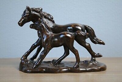 Vintage Toyo Japan Bronze / Metal statue Sculpture Horses Colt Foal  8.5"
