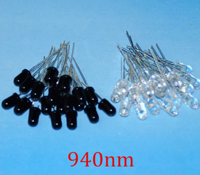 100pcs 5mm 940nm LEDs infrared emitter and IR receiver diode 50pairs diodes