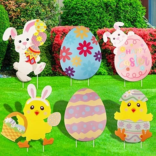 6x Decorazione di oggetti di scena di Pasqua per la decorazione del giardino