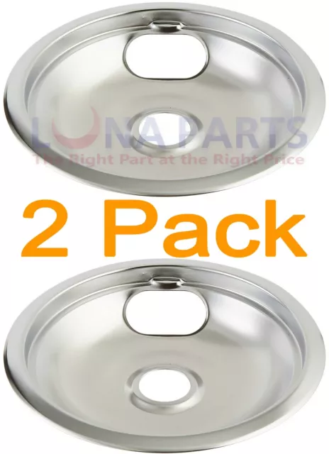 2 Pack Whirlpool Stove Cooktop 8" Burner Chrome Drip Pan 4378456