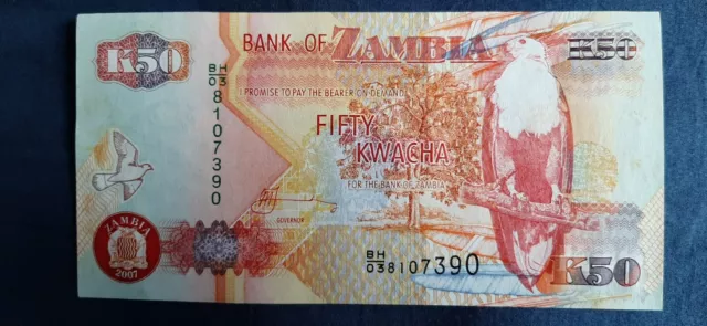 ZAMBIE Zambia Billet 50 Kwacha 2007 AIGLE STATUT NEUF UNC Geldschein Banknote