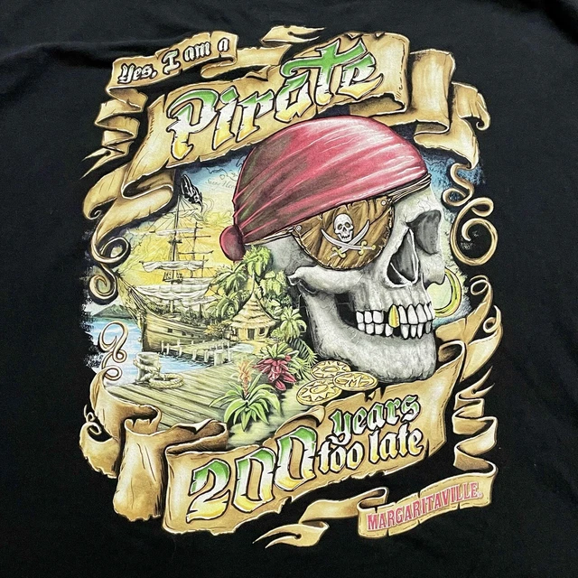 Jimmy Buffet Margaritaville Las Vegas Black Pirate 200 Years Late T Shirt Sz 3XL
