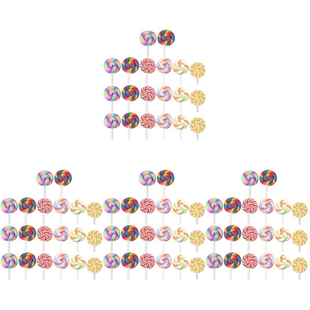 80 Pcs Simulation Lollipop Charms Mini Pops DIY Scrapbooking Craft Kit Candy
