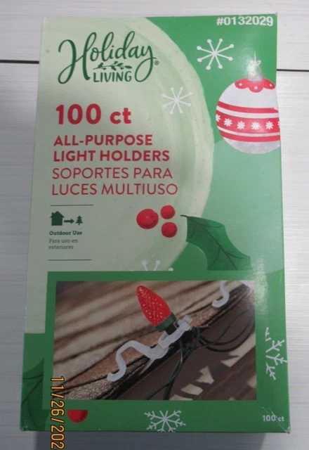 Holiday Living 100-Count All-Purpose Light Holders – Christmas Gutters, 0132029