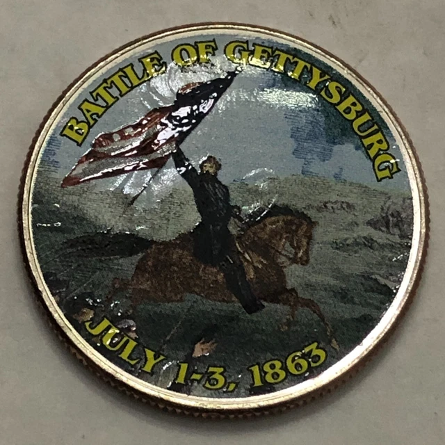 Colorized Kennedy half dollar.CIVIL WAR. BATTLE OF GETTYSBURG. JULY 1-3 1863 #40