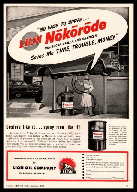 1954 Lion Oil El Dorado Arkansas Nokorode Undercar Silencer Sealer Drum Print Ad