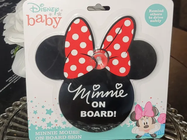 New Disney Baby Girl Minnie Mouse Board Sign Safety Car Window  Sign Placard