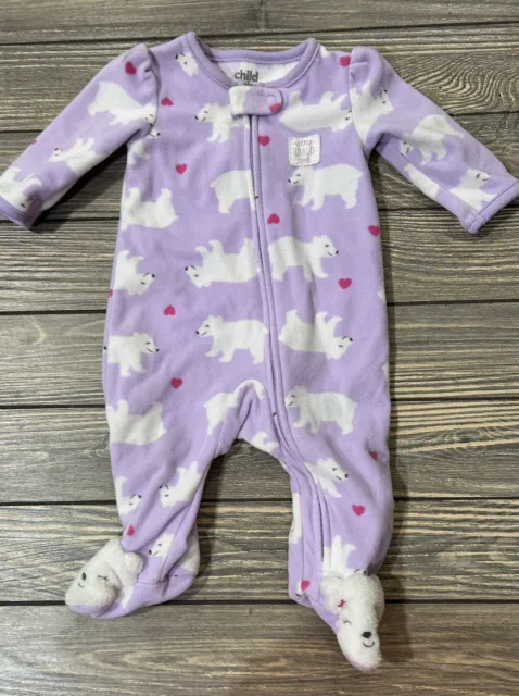 Child Of Mine Carters Baby Girl Purple Polar Bear Sleeper Pajamas 0-3 Month
