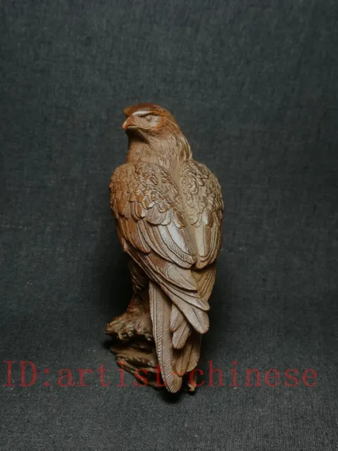Japanese boxwood hand carved vivid eagle Figure Statue Netsuke Collectable Gift 3