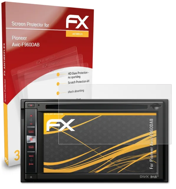 atFoliX 3x Film Protection d'écran pour Pioneer Avic-F960DAB mat&antichoc