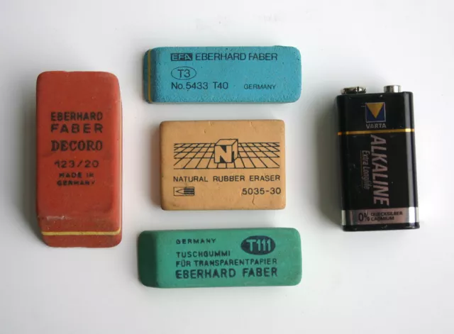 4x Eberhard Faber Radiergummi EFA DECORO 123/20 + EFA T3 + Tuschgummi T111