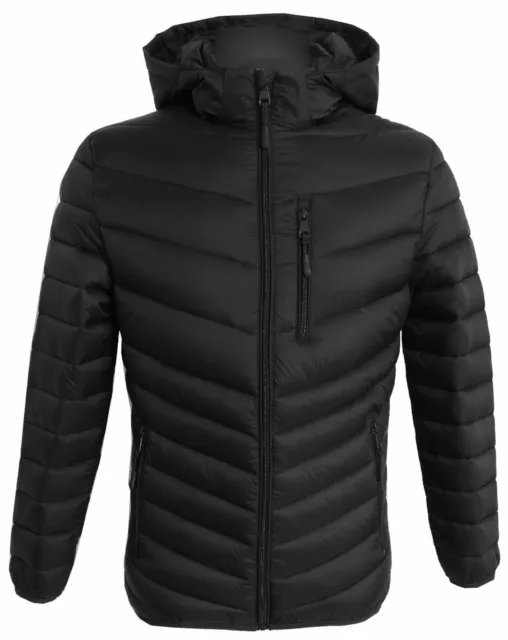 Mens Faux Down Winter Warm Zip Up Padded Bubble Quilt Hooded Puffer Jacket Coat