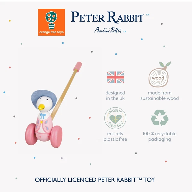 PETER RABBIT TOYS - Jemima Puddleduck Wooden Push Along Walker, Baby, 1 ...