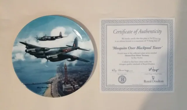 Two Raf Heroes Of The Sky Display Plates: Hurricane & Mosquito  (Royal Doulton)  3